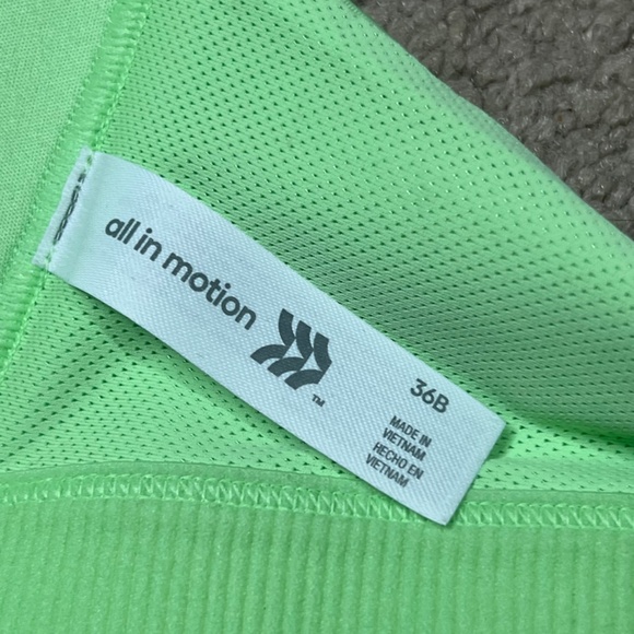 NWT All in Motion High Support Zip Front Sculpt Lime Green Sports Bra Size 36B - Picture 6 of 10